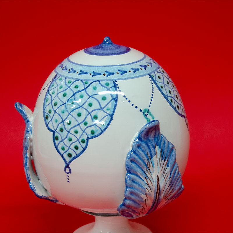 Pumo con Tre Foglie Bianco e Azzurro 20cm