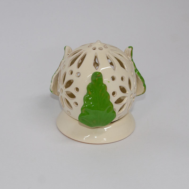 Pumo Porta Candela Bianco e Verde 12 cm