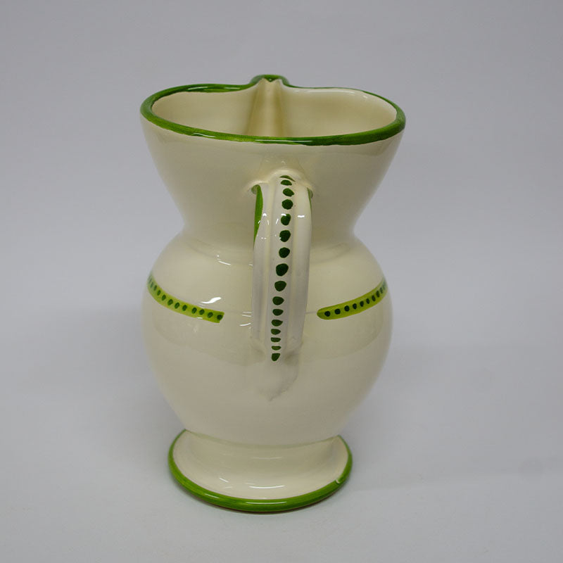 Brocca Decorata a Mano Avorio e Verde 20cm
