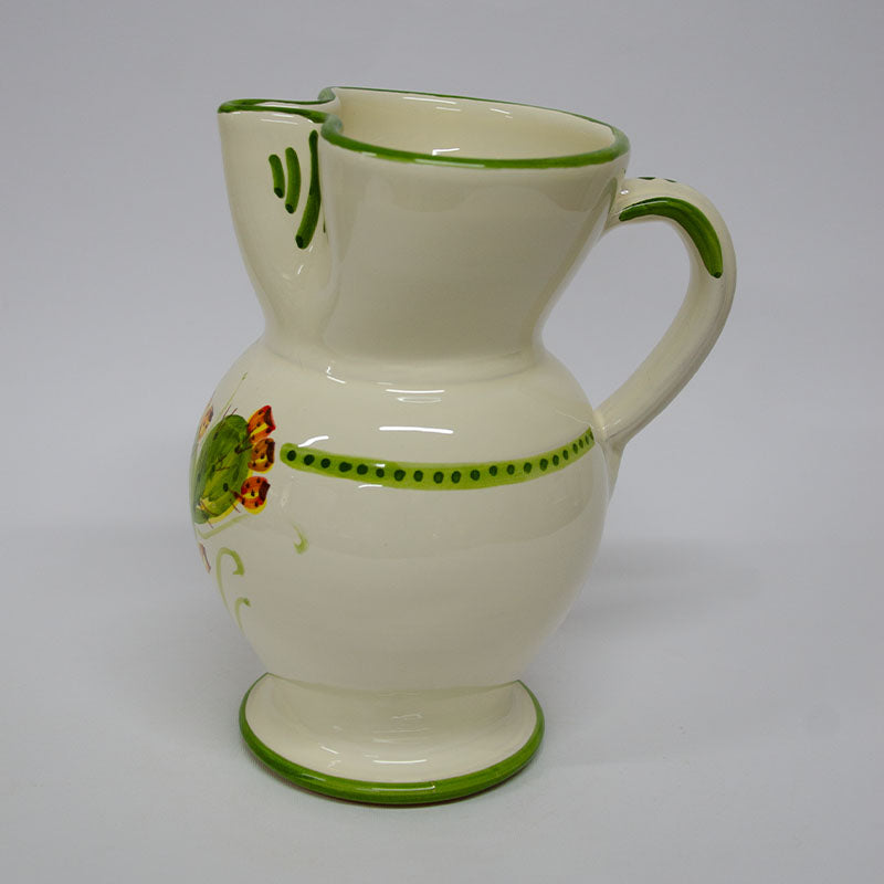Brocca Decorata a Mano Avorio e Verde 20cm