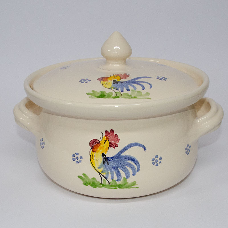 Zuppiera, con Gallo decorato a Mano 25 cm