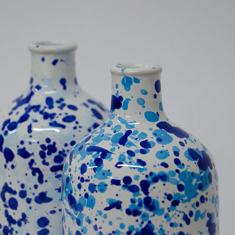 Coppia di Oliere Bianche con gocce Azzurre e Blu 250ml