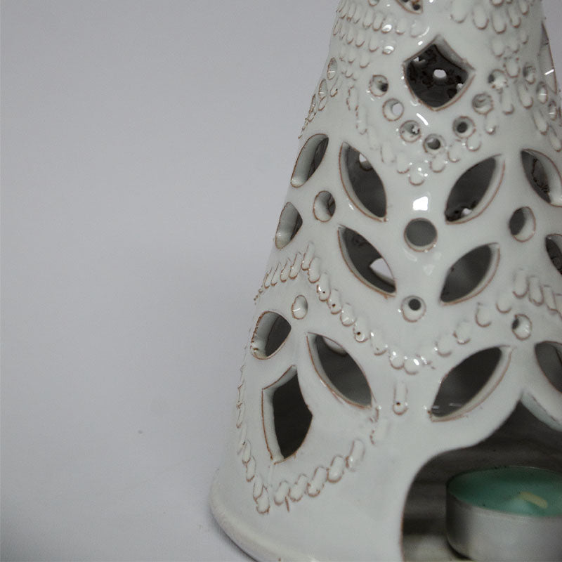 Alberello Porta Candela Bianco 25 cm