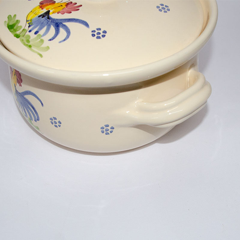 Zuppiera, con Gallo decorato a Mano 25 cm