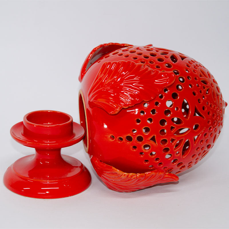 Pumo Lampada con Quattro Foglie Rosso 25 cm