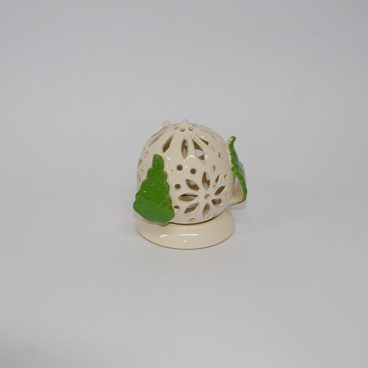 Pumo Porta Candela Bianco e Verde 12 cm