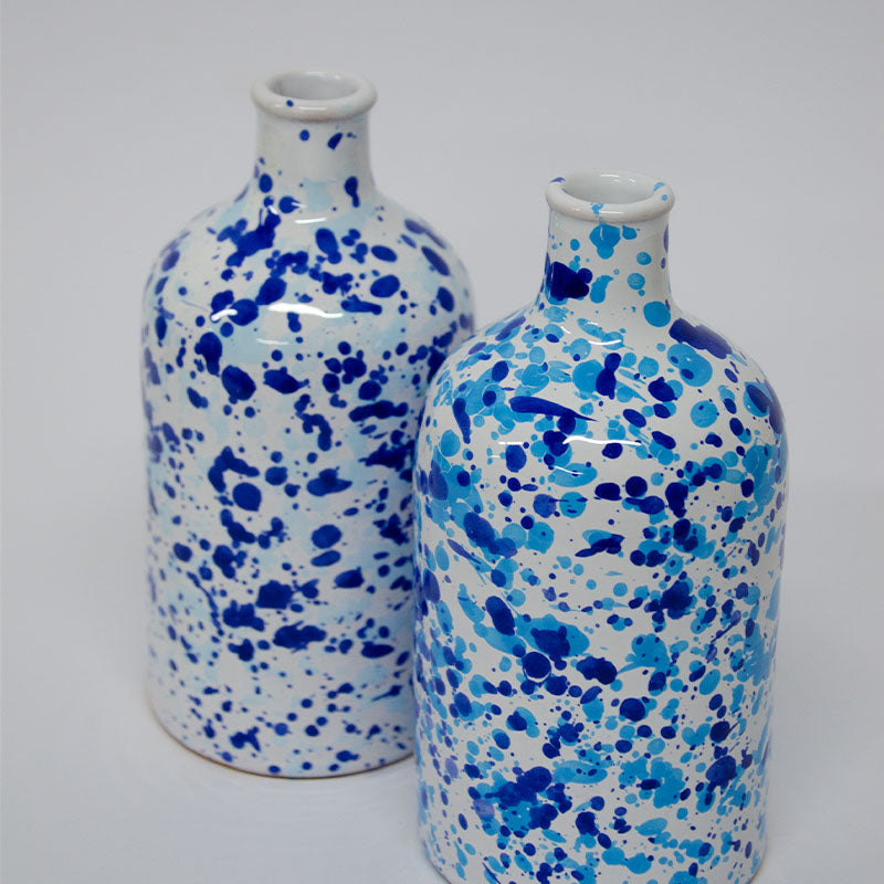 Coppia di Oliere Bianche con gocce Azzurre e Blu 250ml