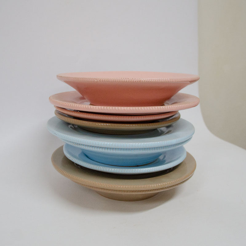 SET Piatti Colorati Rosa, Celeste, Nocciola