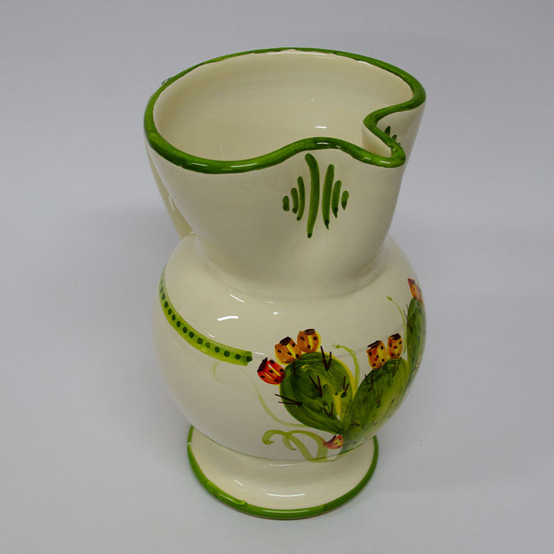Brocca Decorata a Mano Avorio e Verde 20cm
