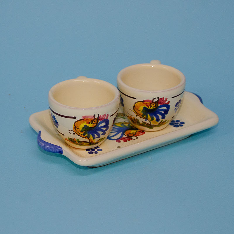 SET Tazzine e Piattino con Gallo