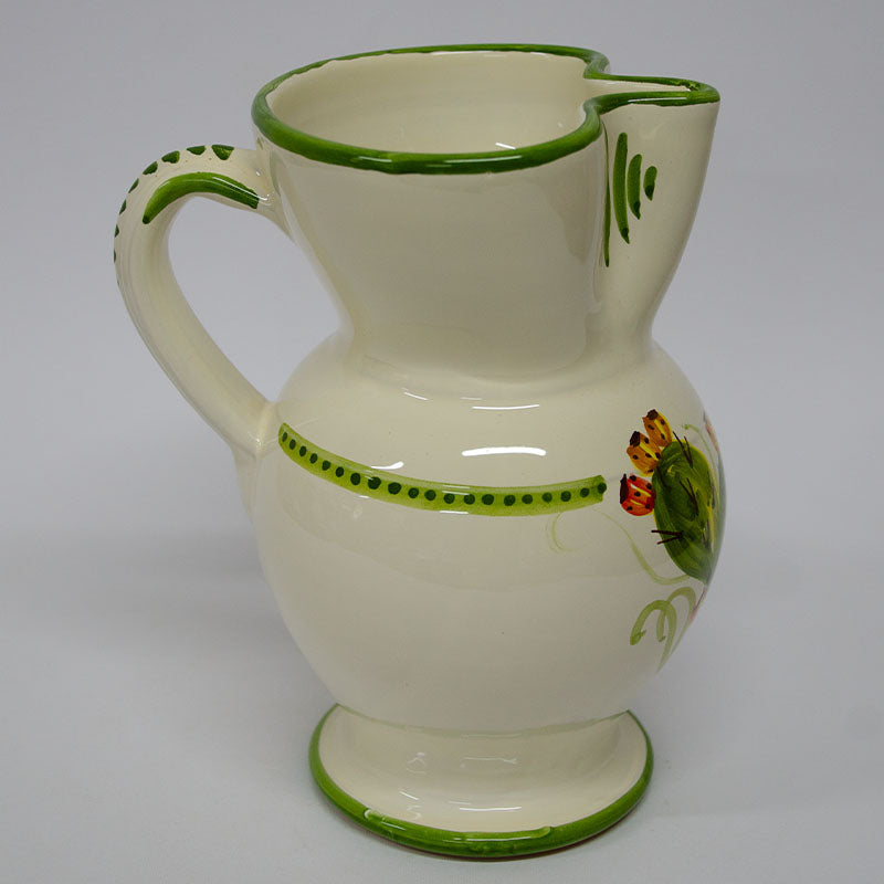 Brocca Decorata a Mano Avorio e Verde 20cm