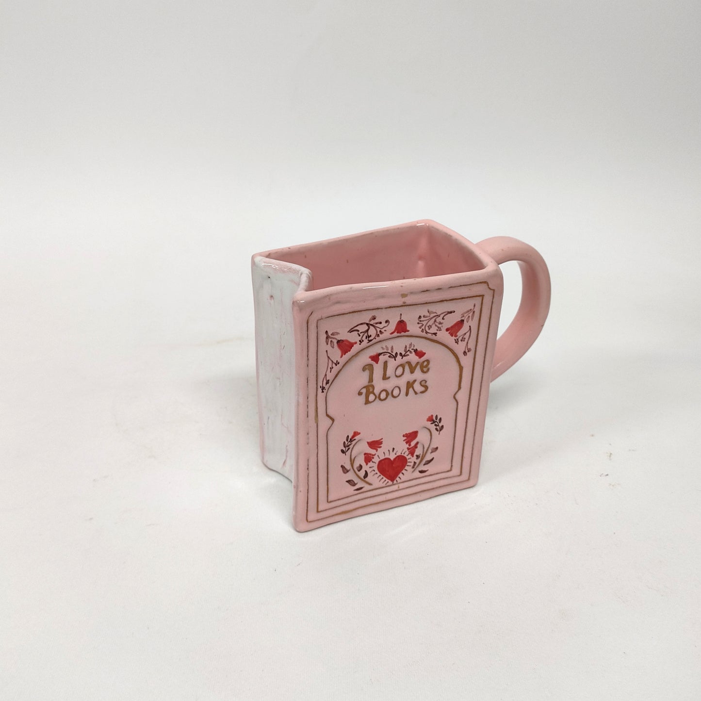 Tazza Libro, Fatta a Mano, Rosa 15cm
