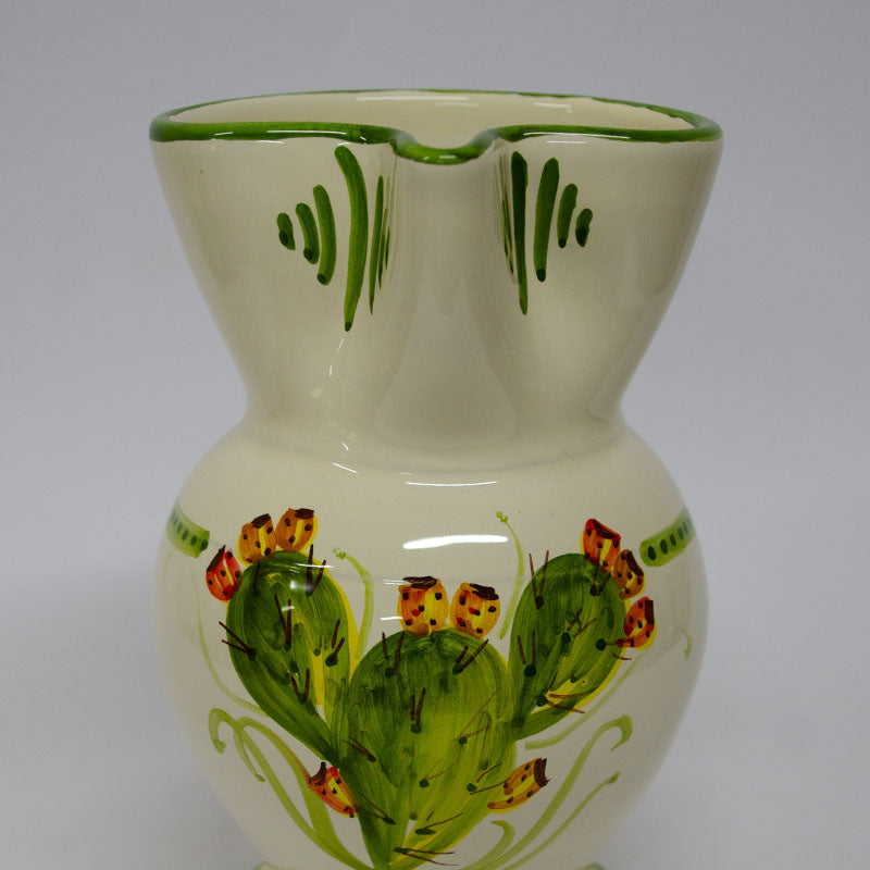 Brocca Decorata a Mano Avorio e Verde 20cm