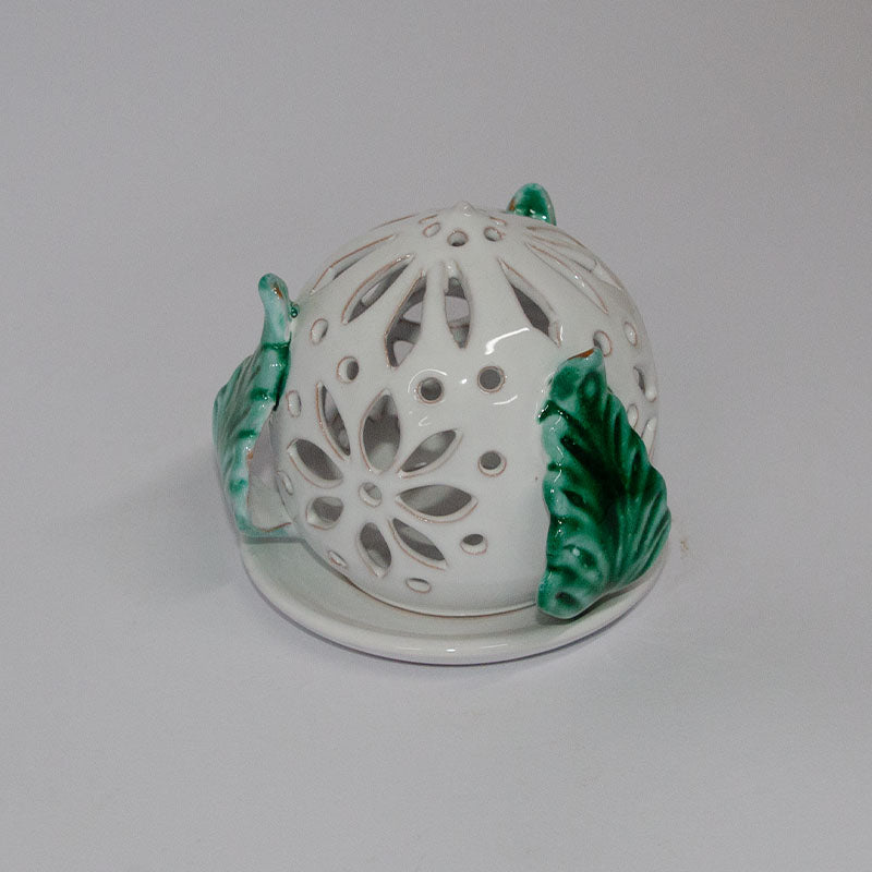 Pumo Porta Candela Bianco e Verde 12 cm