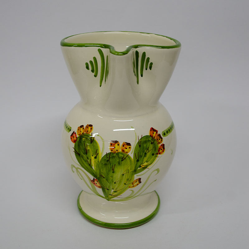 Brocca Decorata a Mano Avorio e Verde 20cm