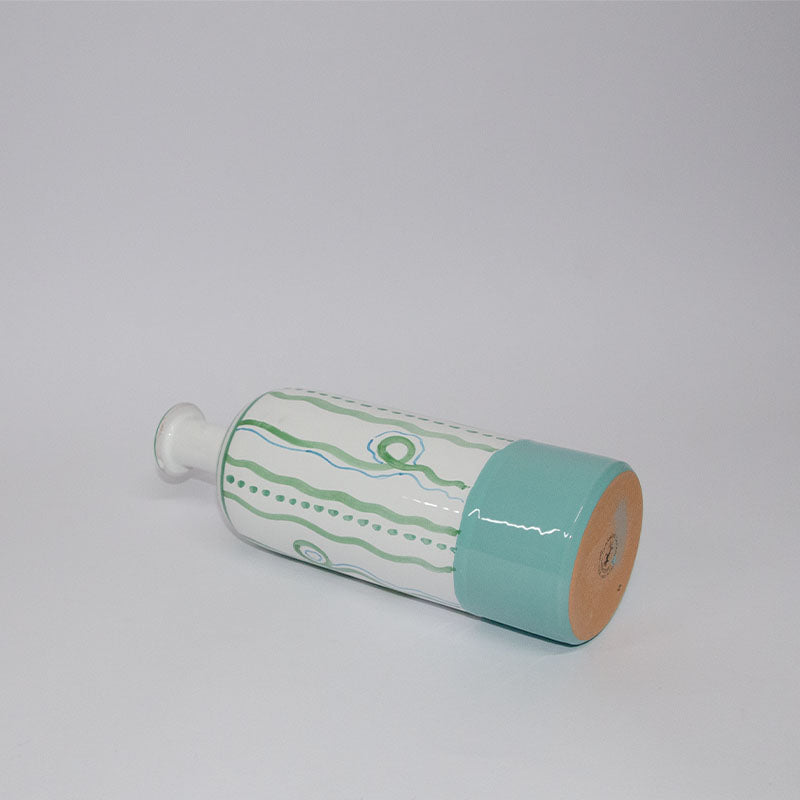 Oliera Decorata a Mano Bianco, Verde 500ml