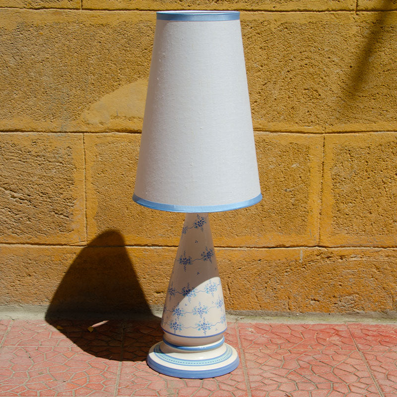 Lampada Decorata a Mano Bianco e Azzurro 50 cm