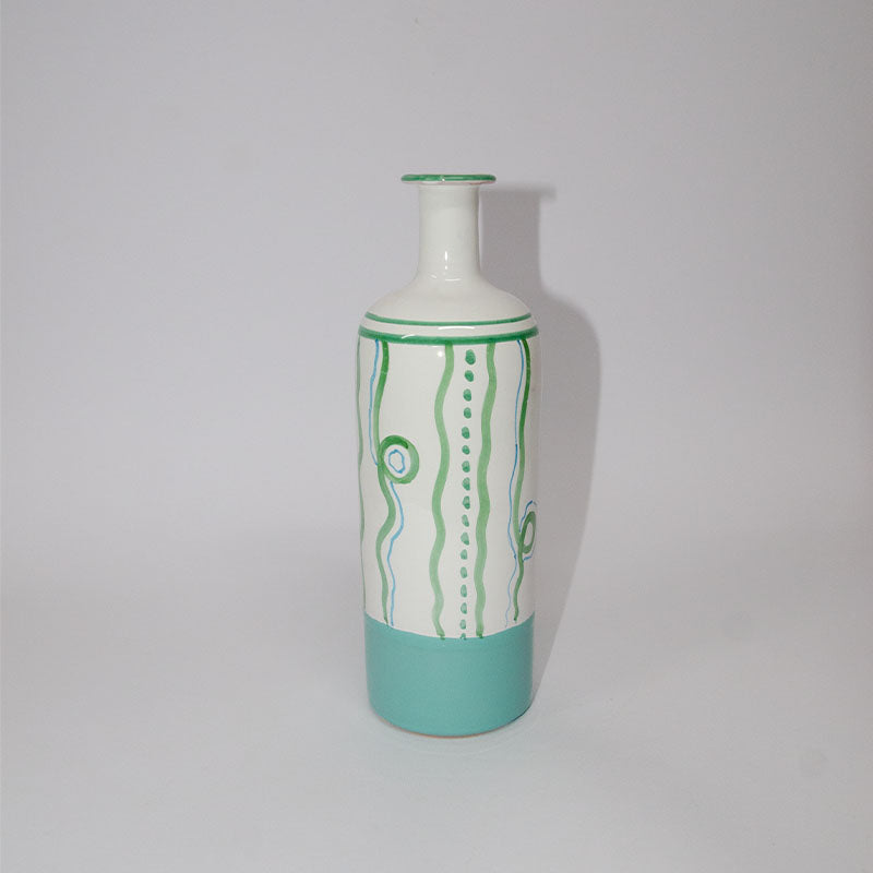 Oliera Decorata a Mano Bianco, Verde 500ml
