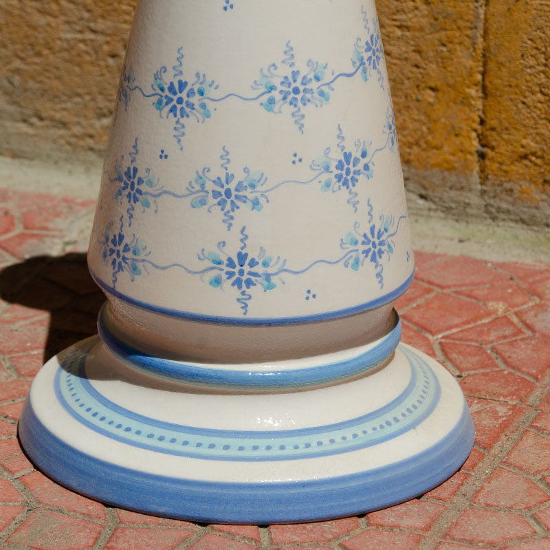 Lampada Decorata a Mano Bianco e Azzurro 50 cm