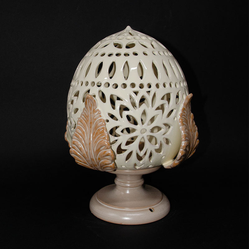 Pumo Lampada con Quattro Foglie Madreperlato e Avorio 30 cm