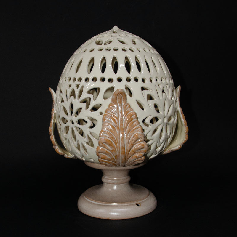 Pumo Lampada con Quattro Foglie Madreperlato e Avorio 30 cm