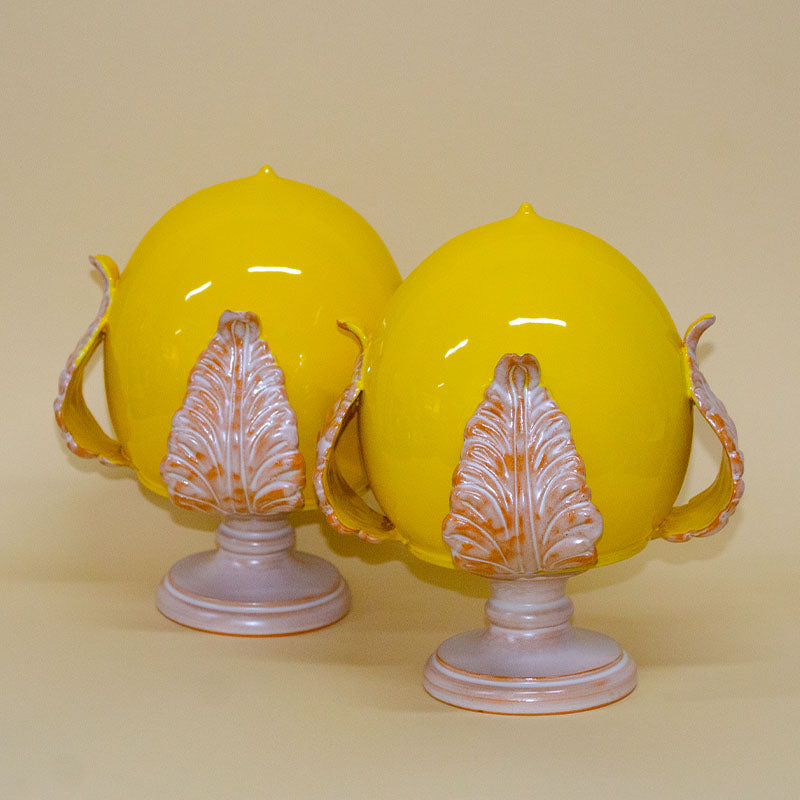 Pumo con Quattro Foglie Giallo Limone Madreperla 25cm