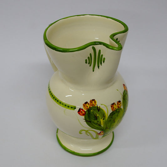 Brocca Decorata a Mano Avorio e Verde 20cm