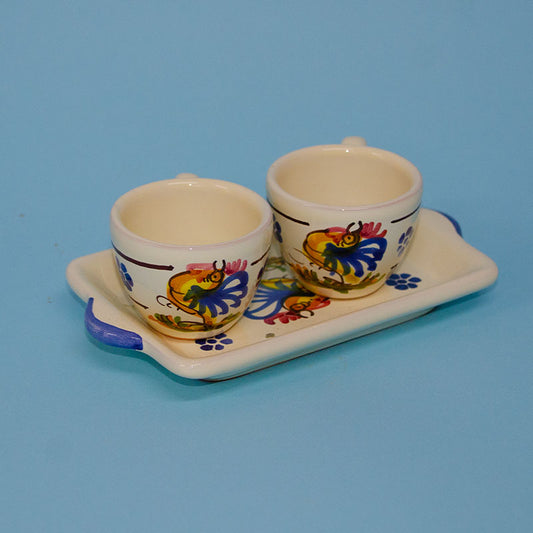 SET Tazzine e Piattino con Gallo
