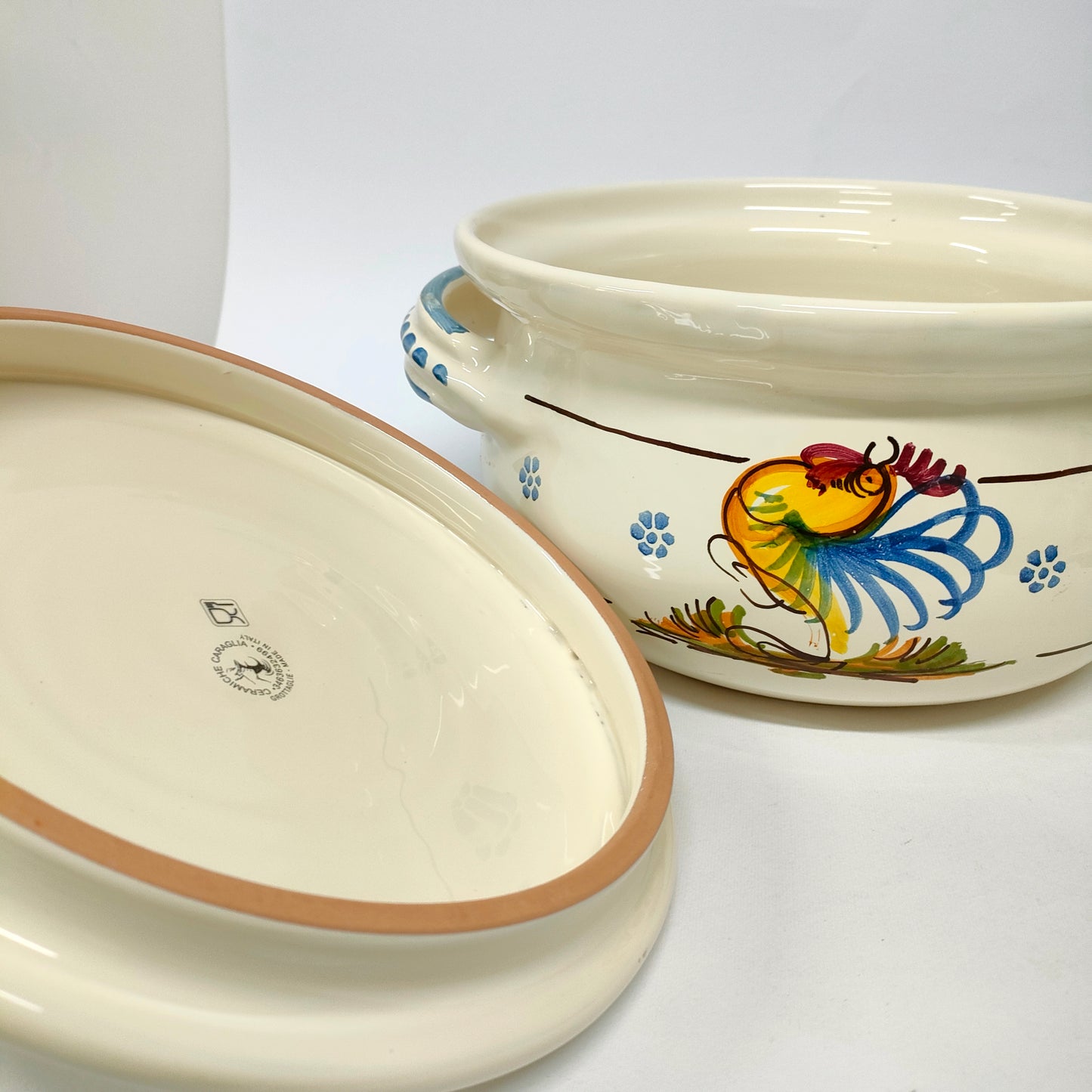 Zuppiera con Gallo Decorato a Mano 25 cm