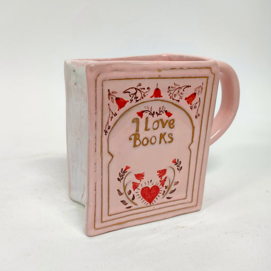 Tazza Libro, Fatta a Mano, Rosa 15cm