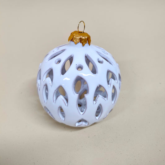 Palle di Natale Traforata Bianca 15cm