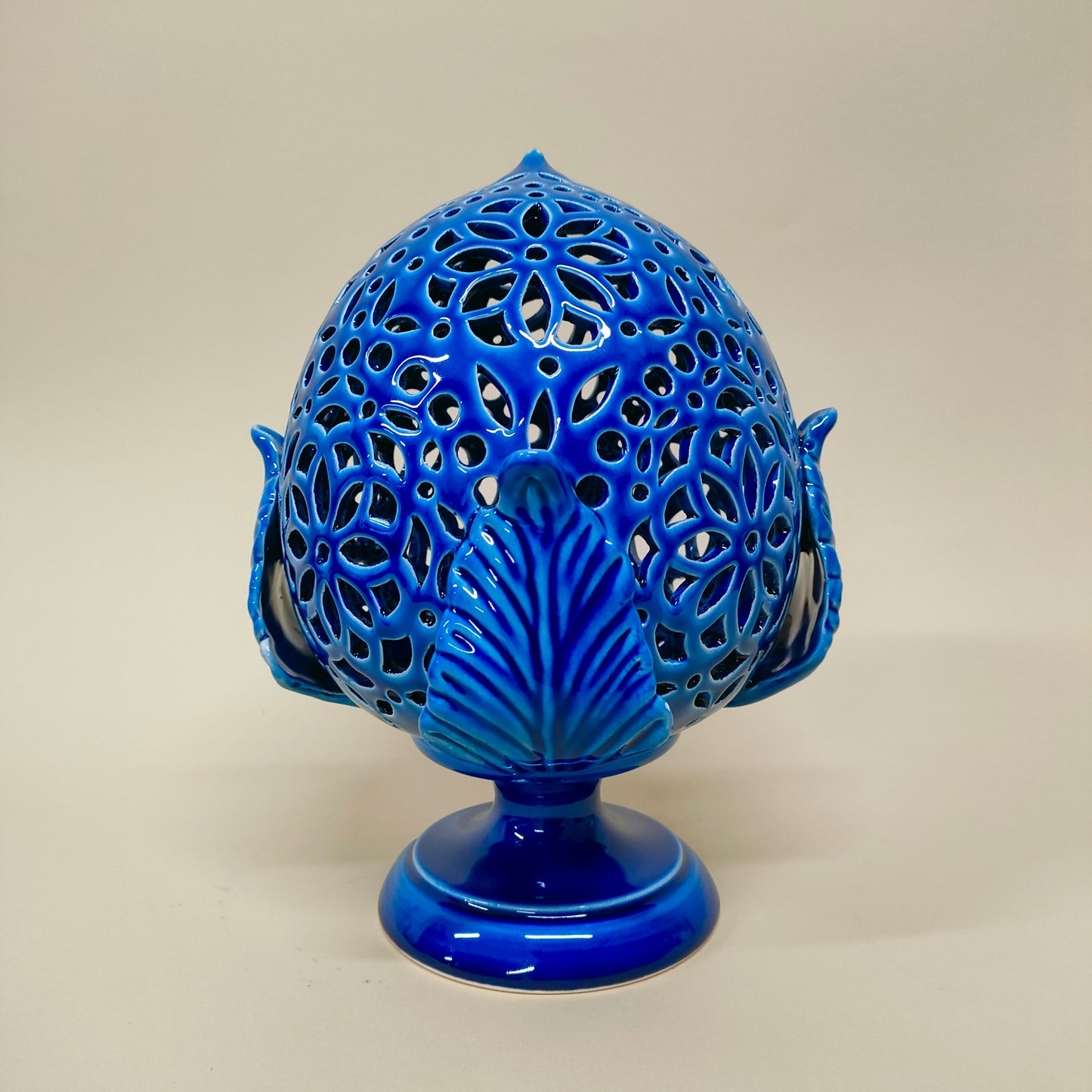 Pumo Lampada con Quattro Foglie Blu Oltremare 25cm