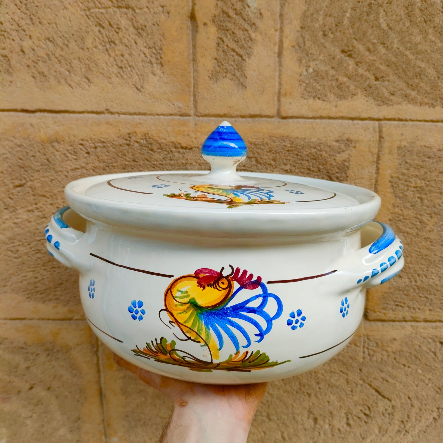 Zuppiera con Gallo Decorato a Mano 25 cm