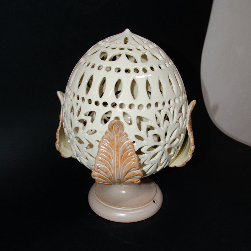 Pumo Lampada con Quattro Foglie Madreperlato e Avorio 30 cm